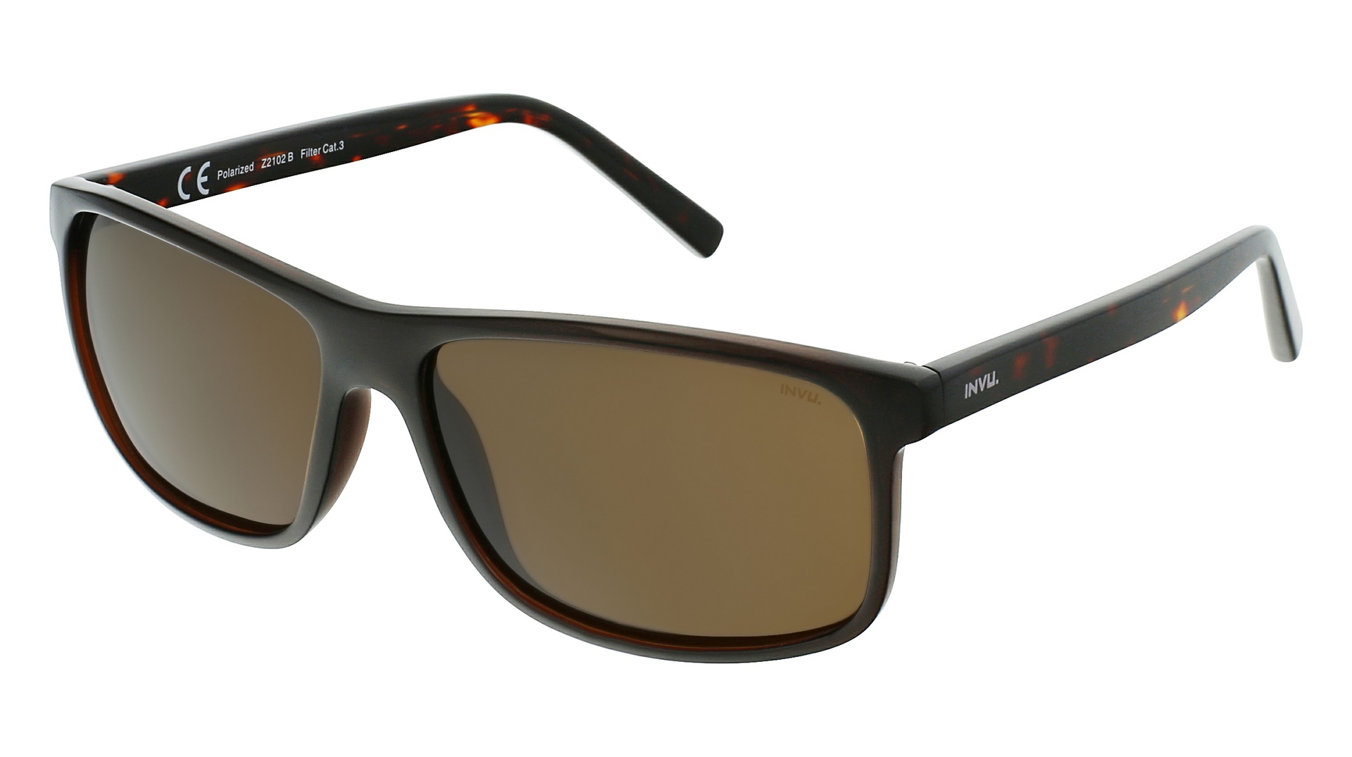 [Z2102B] Lentes de sol INVU Z2102 Masculino (Dark Brown/Demi)